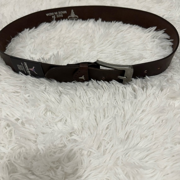 American Bison Size 34 Mens Brown Leather Belt silver Hardware - Picture 1 of 8